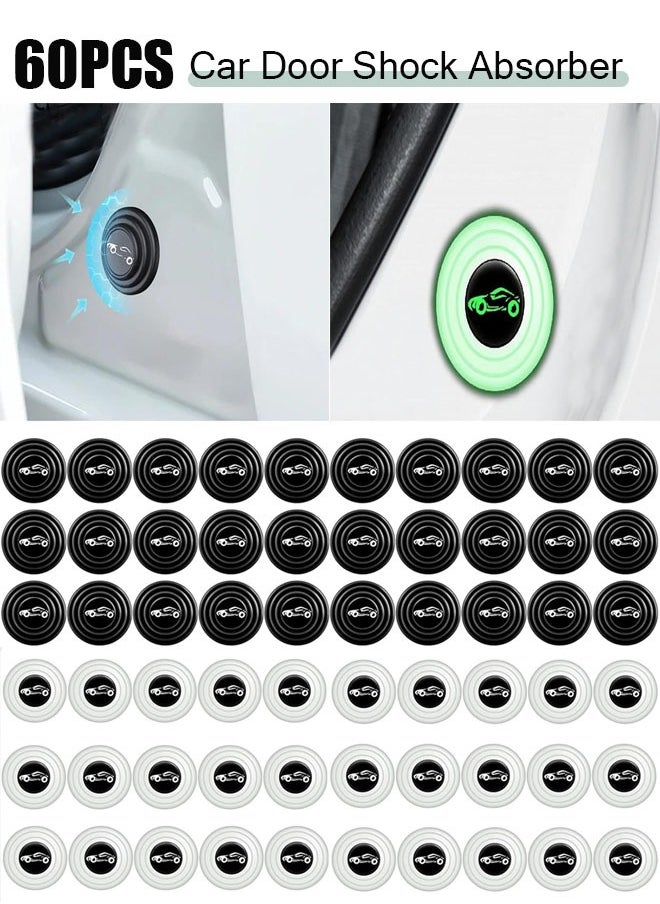 ZVEV 60 Pcs Car Door Shock Absorber, Car Door Shock Absorbing PVC Gaskets,Car Door Soundproof Stickers with 30 Pcs Black and 30 Pcs Luminous Door Bumper Stickers,Automobile Decoration Products  - Image 1