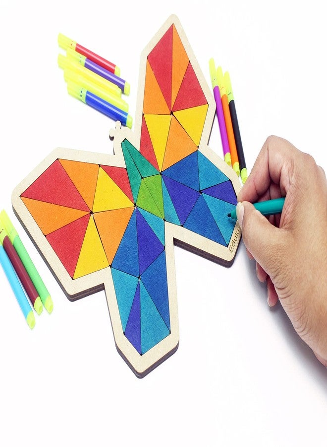 Eduketive PuzzleDecor Butterfly Decorative Coloring Puzzle with Stand 34 Pieces Kids Age 3-12 Years Old + Free Colors - Image 3