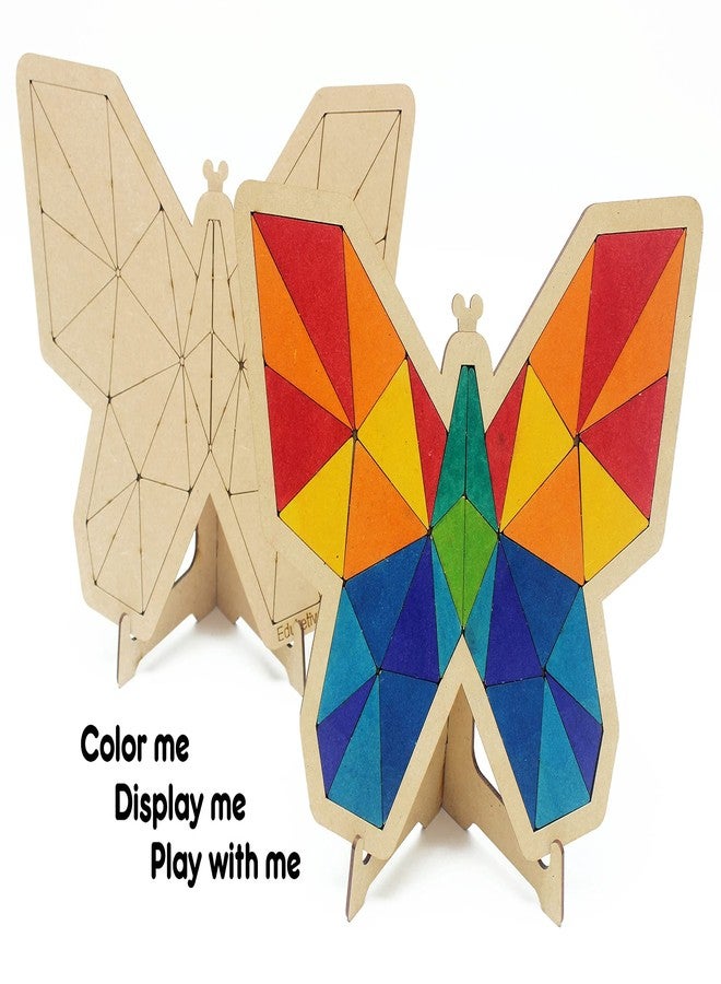 Eduketive PuzzleDecor Butterfly Decorative Coloring Puzzle with Stand 34 Pieces Kids Age 3-12 Years Old + Free Colors - Image 2