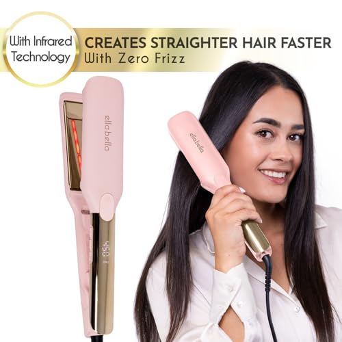 ELLA BELLA® Titanium Flat Iron Hair Straightener (with Infrared) • Professional Straightening Iron • Digital Display to Accurately Control Temperature • As Featured in Good Housekeeping - Image 4