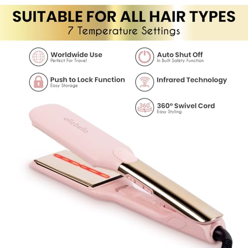 ELLA BELLA® Titanium Flat Iron Hair Straightener (with Infrared) • Professional Straightening Iron • Digital Display to Accurately Control Temperature • As Featured in Good Housekeeping - Image 5