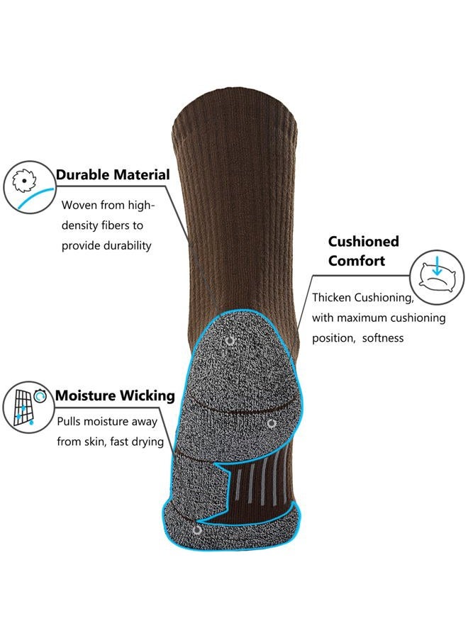 CWVLC Crew Hiking Socks, Elite Full Cushion Winter Thick Warm Boot Socks, Gray Brown (4 Pairs), XL - Image 4