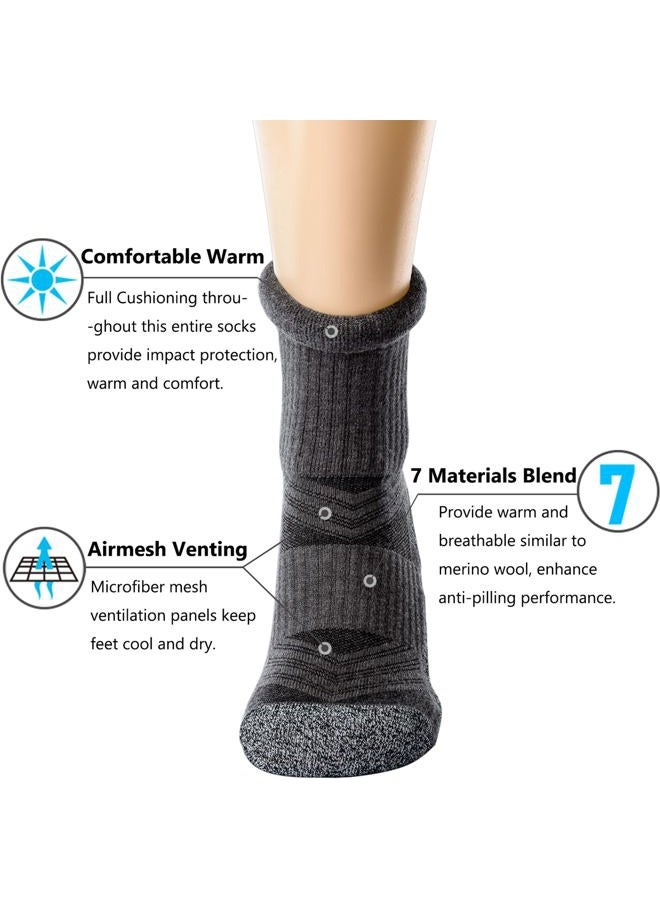 CWVLC Crew Hiking Socks, Elite Full Cushion Winter Thick Warm Boot Socks, Gray Brown (4 Pairs), XL - Image 5