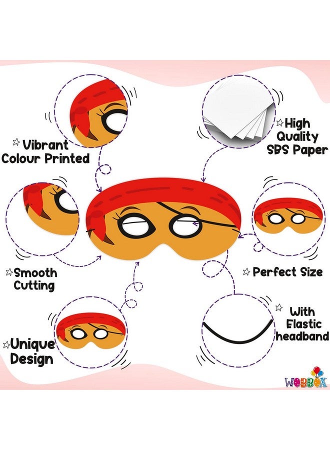 WOBBOX Assorted Pirate Eye Masks Pirate Theme Party Supplies Birthday Decoration Masks Dress-Up Party Accessory (10 Pieces) - Image 4