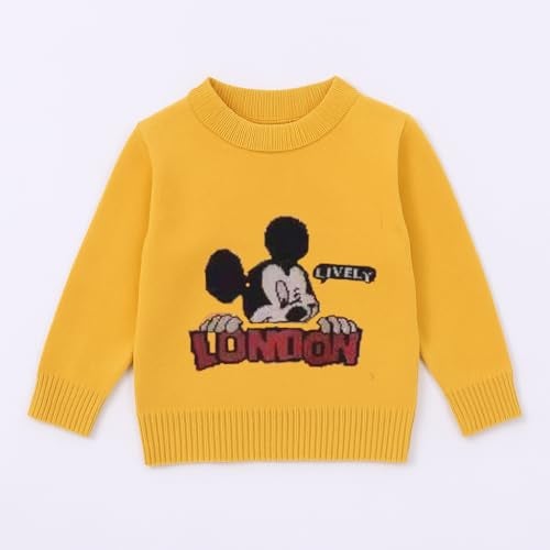 Bold N Elegant Kids Winter Warm Woolen Cartoon Sweater with Detachable Collar for Toddler Boys (in, Age, 2 Years, 3 Years, Yellow) - Image 3