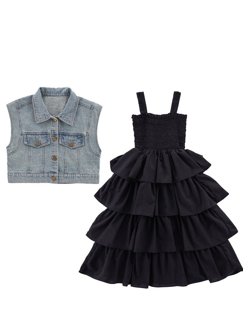 Two Piece Set Of Denim Horse Cake Skirt  - Image 1