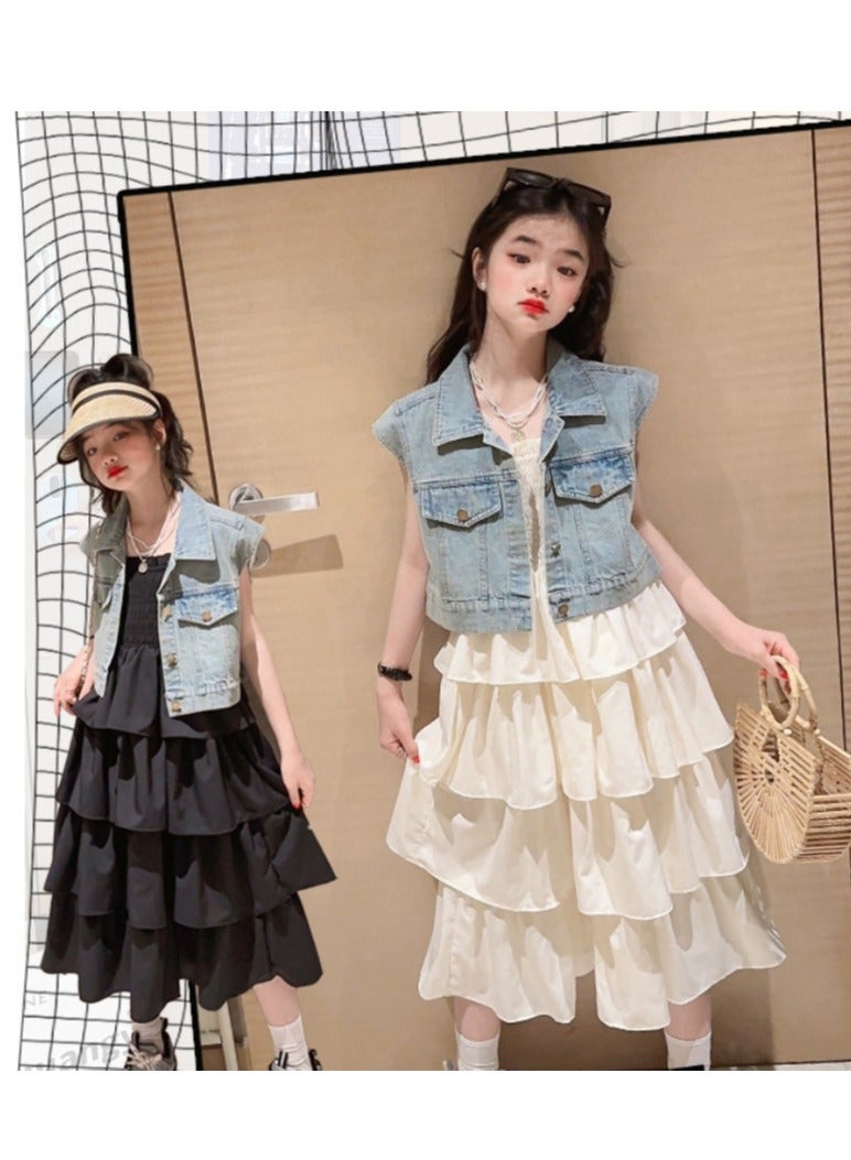 Two Piece Set Of Denim Horse Cake Skirt  - Image 2