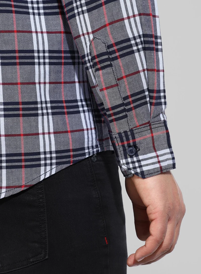 Instafab Plus Men's Multicolour Checkered Regular Fit Casual Shirt