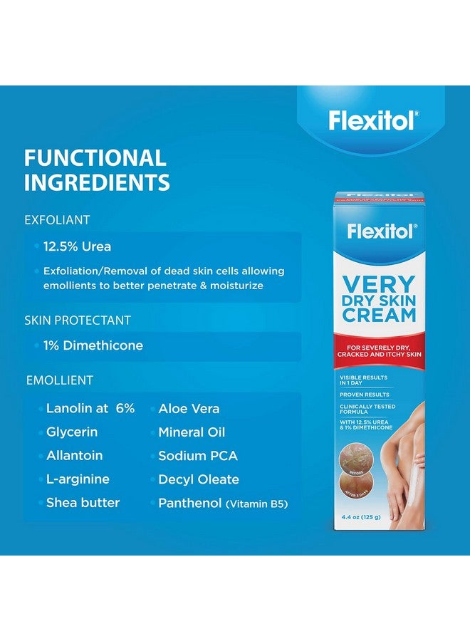 Flexitol Very Dry Skin Cream,Rich Moisturizing Body Cream With Urea, 4.4 Ounce Tube