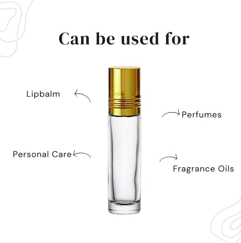 VOW 8 ml Clear Glass Roll On Bottles with Steel Roller n Gold Cap For Essential Oils Perfumes Lip Balms Refillable Reusable LeakproofPack of 24 - Image 4