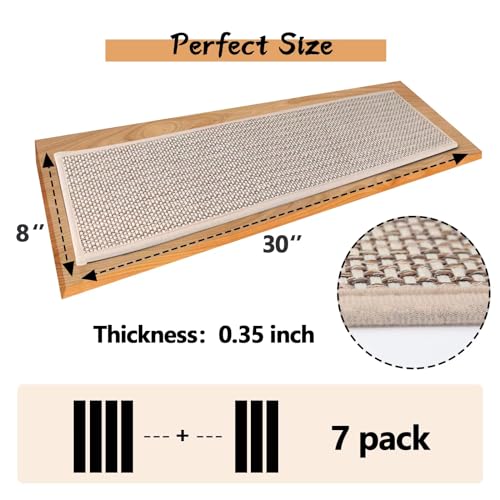 Demiwise 15 Pack Non Slip Stair Treads,8" X 30" Non Slip Carpet Stair Treads with Reusable Adhesive Rubber Backing,Staircase Step Treads Carpet Treads for Wooden Steps Indoor (Beige) - Image 5