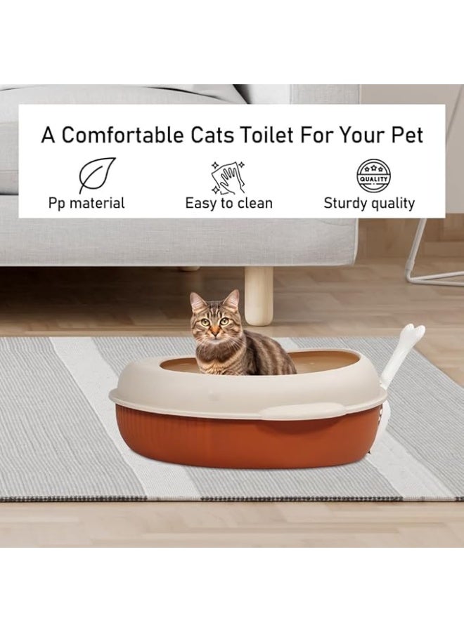 أن ان سي بيتس صندوق قمامة قطط نصف مغلق وصندوق رمل بلاستيكي مضاد للرذاذ مع مغرفة، مناسب لجميع أنواع القطط، مرحاض قطط قابل للفصل وإعادة الاستخدام، سهل التنظيف (38 سم) - Image 5