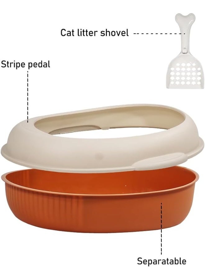 أن ان سي بيتس صندوق قمامة قطط نصف مغلق وصندوق رمل بلاستيكي مضاد للرذاذ مع مغرفة، مناسب لجميع أنواع القطط، مرحاض قطط قابل للفصل وإعادة الاستخدام، سهل التنظيف (38 سم) - Image 4