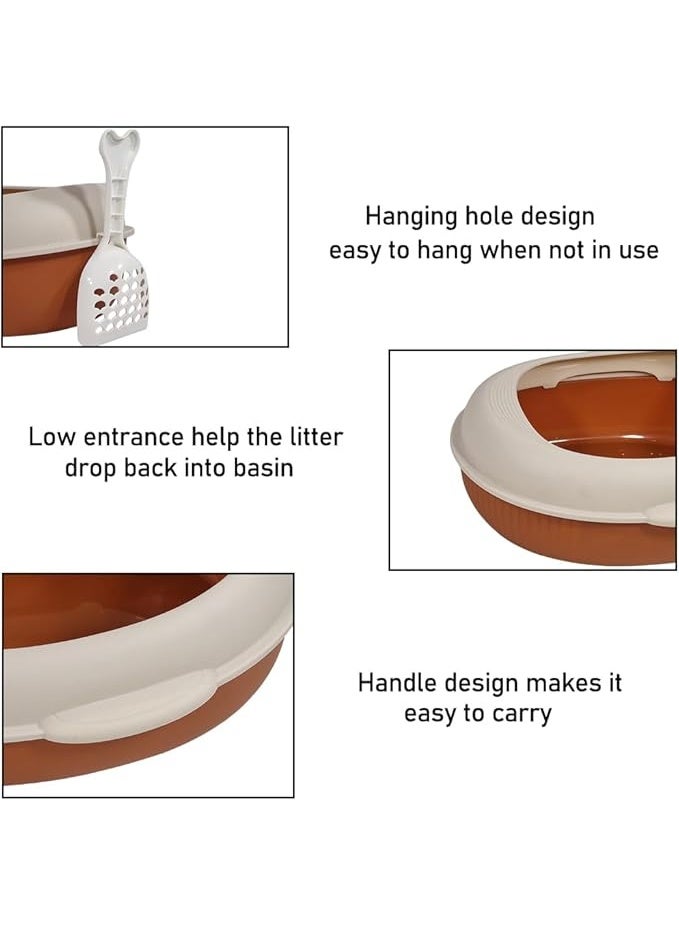 أن ان سي بيتس صندوق قمامة قطط نصف مغلق وصندوق رمل بلاستيكي مضاد للرذاذ مع مغرفة، مناسب لجميع أنواع القطط، مرحاض قطط قابل للفصل وإعادة الاستخدام، سهل التنظيف (38 سم) - Image 3