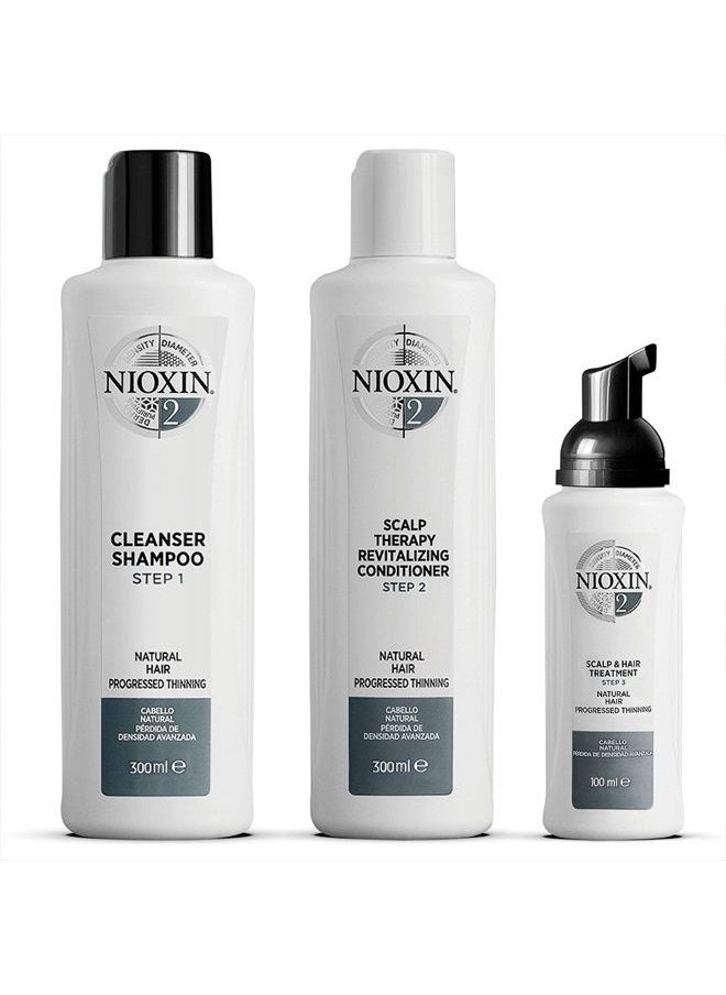 Nioxin System Kit 2, Hair Strengthening & Thickening Treatment, Treats & Hydrates Sensitive or Dry Scalp, For Natural Hair with Light Thinning, Full Size (3 Month Supply)  - Image 1