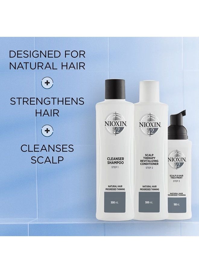 Nioxin System Kit 2, Hair Strengthening & Thickening Treatment, Treats & Hydrates Sensitive or Dry Scalp, For Natural Hair with Light Thinning, Full Size (3 Month Supply)  - Image 2