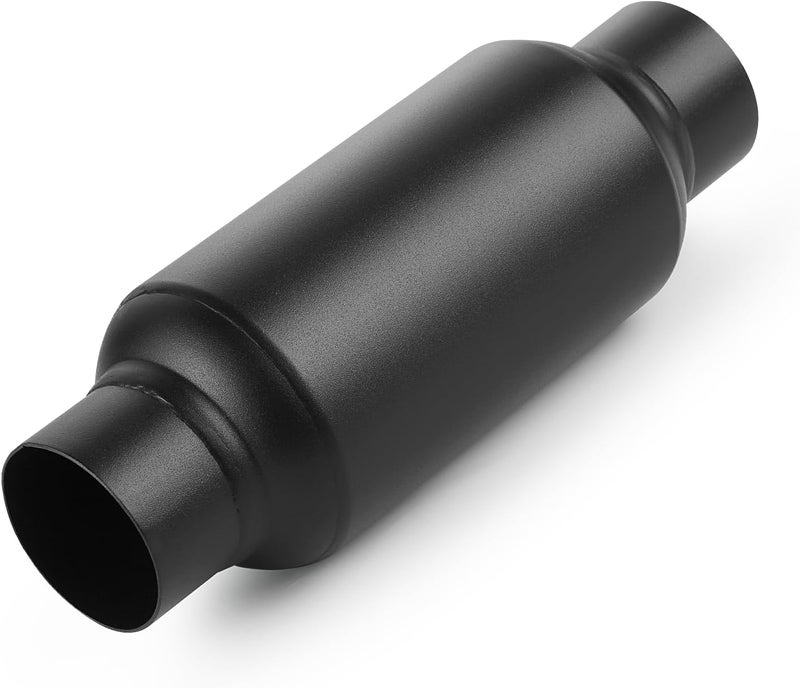 A-KARCK 2.5" Inlet Exhaust Resonator, 2.5" Inlet 2.5" Outlet 11.5" Overall Length Muffler Resonator Stainless Steel Black - Image 1