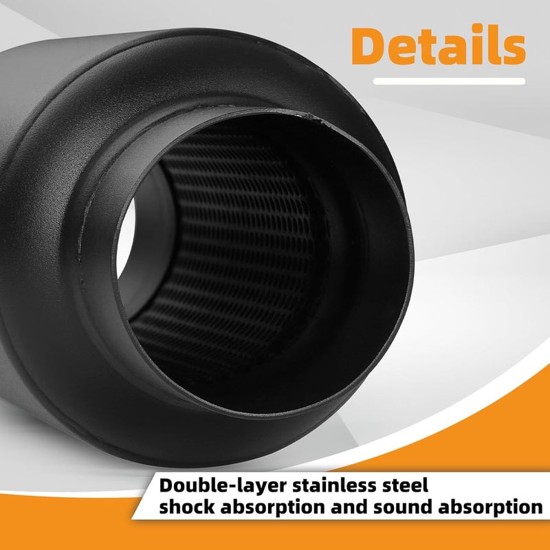 A-KARCK 2.5" Inlet Exhaust Resonator, 2.5" Inlet 2.5" Outlet 11.5" Overall Length Muffler Resonator Stainless Steel Black - Image 3