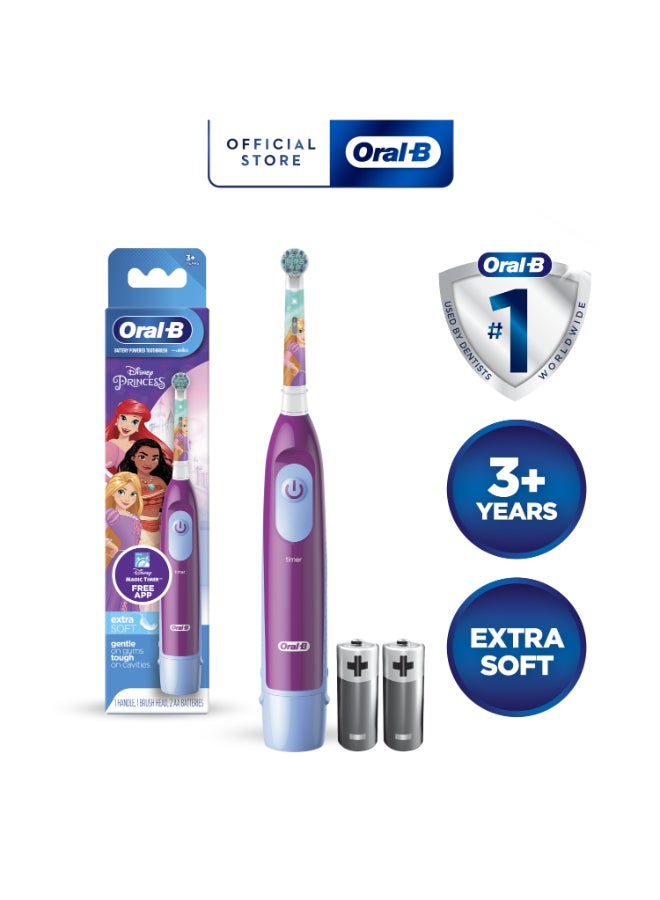 Oral-B Oral B Battery Toothbrush Featuring Disney Princes for Kids 3+, Plaque removal, Healthy Gums - DB 5.510.1Knces  - Image 3