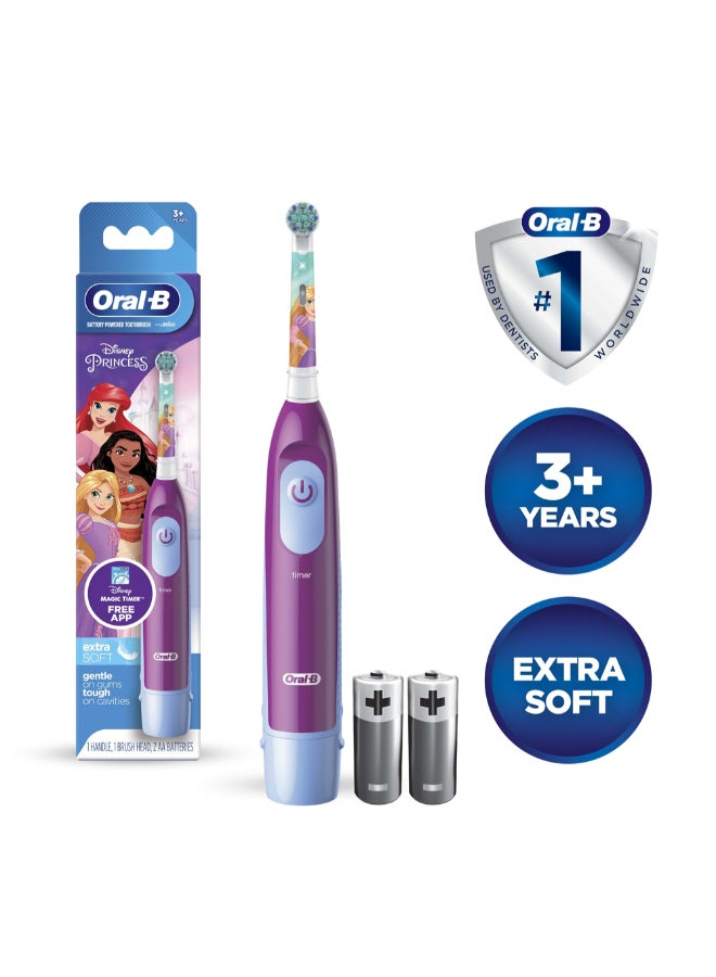 Oral-B Oral B Battery Toothbrush Featuring Disney Princes for Kids 3+, Plaque removal, Healthy Gums - DB 5.510.1Knces  - Image 2