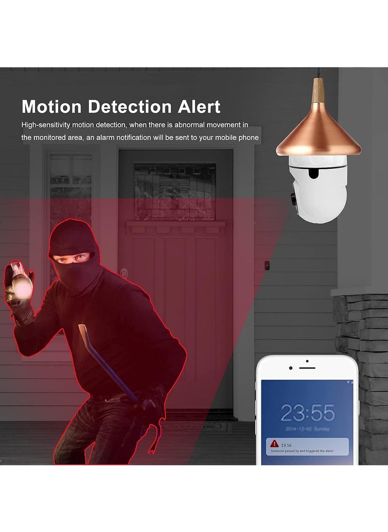 ماركة غير محددة - كاميرا مراقبة  على شكل لمبة  مع واي فاي تتحرك 360 درجة، رؤية ليلية مع خاصية سماع الصوت المحيط والتكلم في اتجاهين  واكتشاف الحركة الذكي وارسال اشعار للهاتف - Image 1