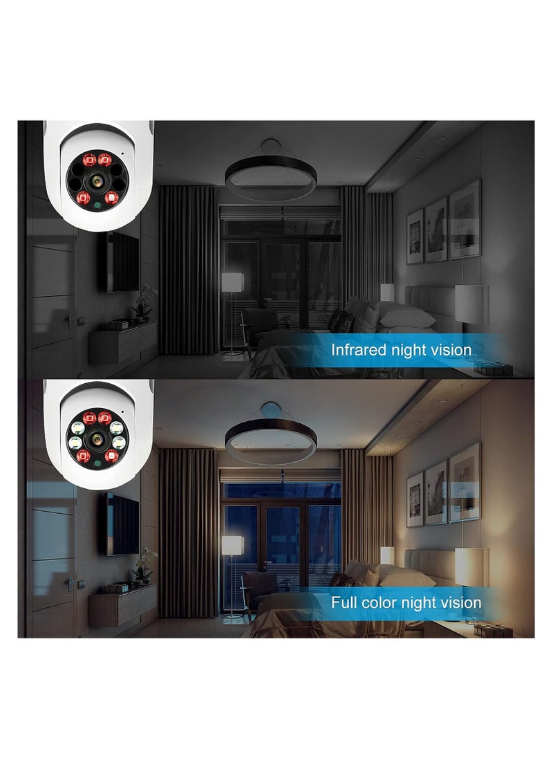 ماركة غير محددة - كاميرا مراقبة  على شكل لمبة  مع واي فاي تتحرك 360 درجة، رؤية ليلية مع خاصية سماع الصوت المحيط والتكلم في اتجاهين  واكتشاف الحركة الذكي وارسال اشعار للهاتف - Image 1