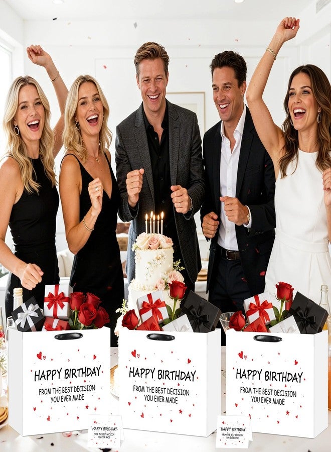 LUUFILx Funny Birthday Gift Bag with Tissue Paper Card From the Best Decision Gift Bags Black and White Happy Birthday Wrapping Bag for Boyfriend Girlfriend Husband Wife Couples Friends Bday Party Decorations - Image 3