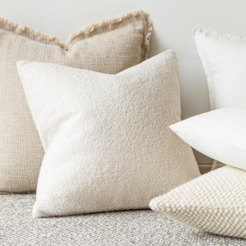 Foindtower Foindtower Pack of 2  Curly Faux Fur Decorative Throw Pillow Covers Soft Neutral Plush Cushion Case Cozy Fluffy Furry Boho Pillowcase for Home Living Room Couch Bed Sofa 12 x 20 Inch  Cream White  - Image 5