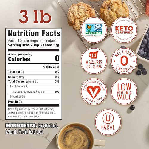 IN THE RAW MONK FRUIT IN THE RAW, 48 oz Baker's Bag, Pack of 1, Natural Monk Fruit Sweetener w/Erythritol, Sugar-Free - Image 4