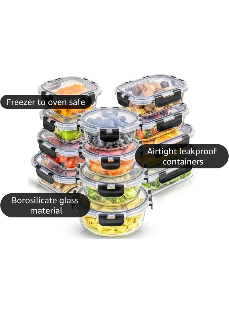 DESINO 12-Piece Borosilicate Glass Storage Containers with Lids – 12 Airtight, Freezer-Safe Food Storage Containers for Pantry & Kitchen – Glass Meal Prep Containers for Lunch and Leftovers - Image 4