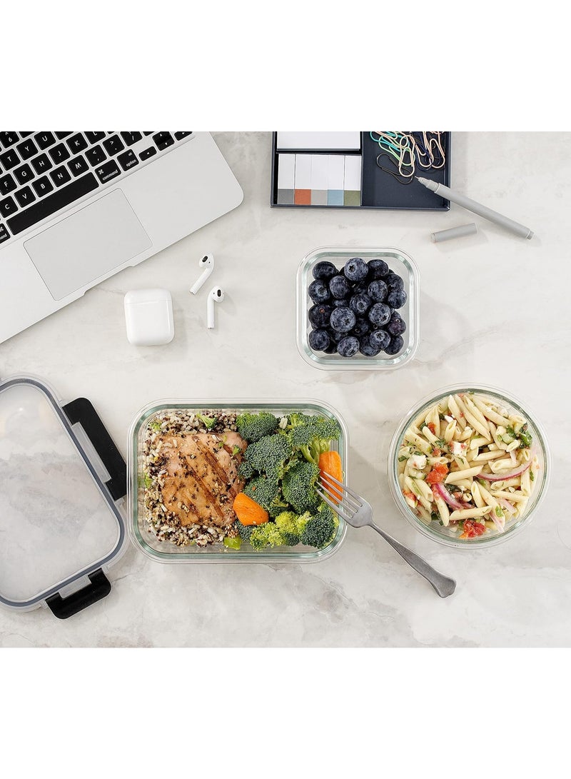 DESINO 12-Piece Borosilicate Glass Storage Containers with Lids – 12 Airtight, Freezer-Safe Food Storage Containers for Pantry & Kitchen – Glass Meal Prep Containers for Lunch and Leftovers - Image 5
