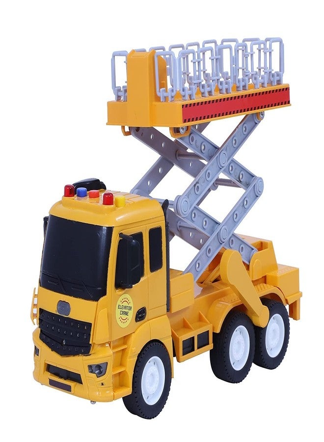 Grofler Toy Truck Diecast Cars Construction Truck with Light and Sound Pull Back Vehicles Toy Trucks for Children's. (Elevator Crane (Multicolor) - Image 5