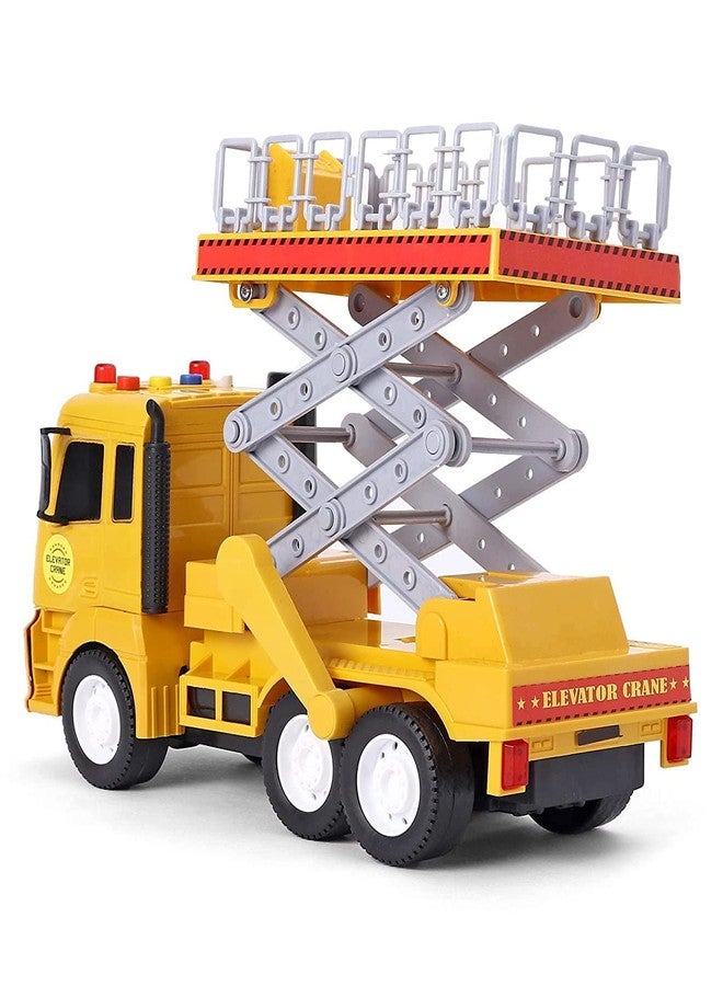 Grofler Toy Truck Diecast Cars Construction Truck with Light and Sound Pull Back Vehicles Toy Trucks for Children's. (Elevator Crane (Multicolor) - Image 4