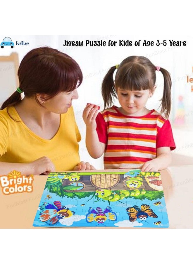 FunBlast FunBlast Puzzles for Kids - 35 Pcs Butterfly and Caterpillar Jigsaw Puzzle for Kids of Age 3-5 Years, Acrylic Board Jigsaw Puzzles, Floor Puzzle for Children, Learning and Educational Jigsaw Puzzle Toys (Multicolor) - Image 3