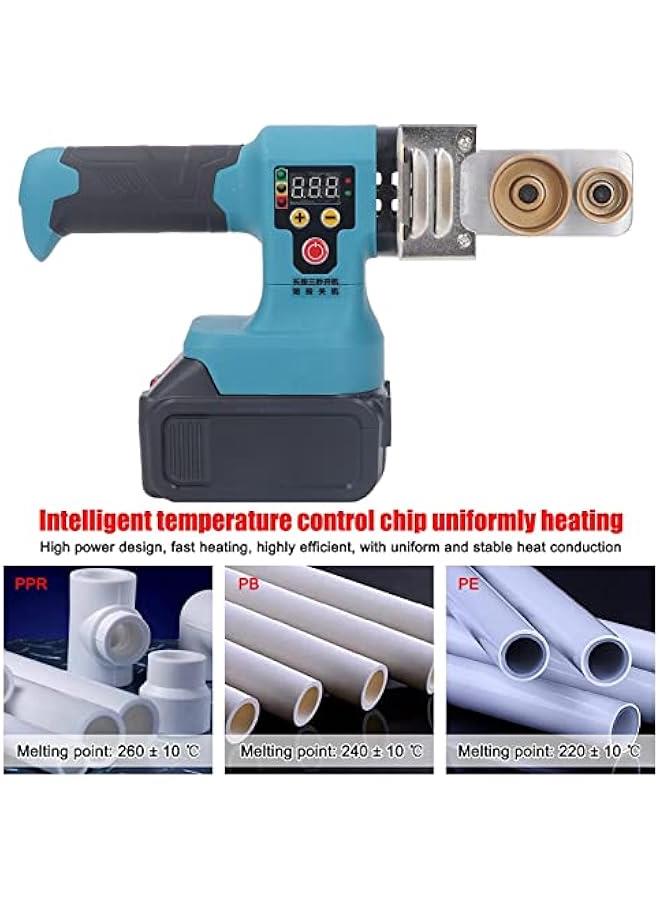 Plastic Water Pipe Welder, Handheld Digital Socket Fusions Welder Kit, 240W PPR Pipe Welding Machine with Rechargeable Battery for PPR PE HDPE Pipe (220 to 320℃ Temperature) - Image 3
