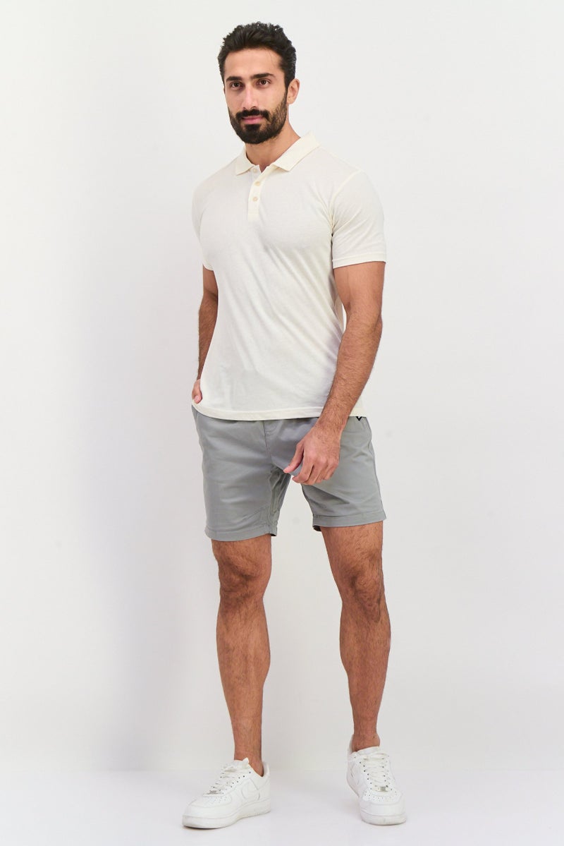 GOOD FOR NOTHING Men Brand Logo Basic Shorts, Grey - Image 3