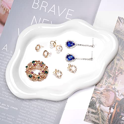 BIGPIPI Ceramic Jewelry Tray Dish for Ring Key Trinket, Cute Cloud Shape Decorative Jewelry Plate Holder Room Decor Aesthetic Gift (White) - Image 2