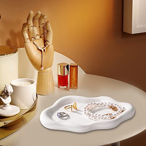 BIGPIPI Ceramic Jewelry Tray Dish for Ring Key Trinket, Cute Cloud Shape Decorative Jewelry Plate Holder Room Decor Aesthetic Gift (White) - Image 3