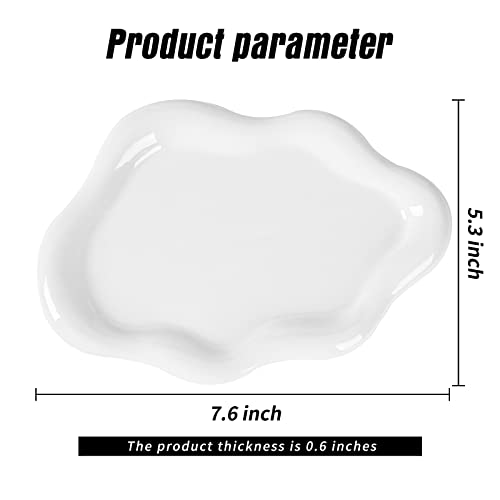 BIGPIPI Ceramic Jewelry Tray Dish for Ring Key Trinket, Cute Cloud Shape Decorative Jewelry Plate Holder Room Decor Aesthetic Gift (White) - Image 5