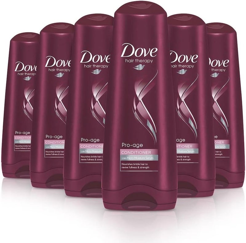 Dove Pro Age Hydrating and Moisturising Conditioner for Men and Women Professional Deep Cleansing for All Hair Types and Colours Bulk Pack 6 x 200 ml Pack of 6