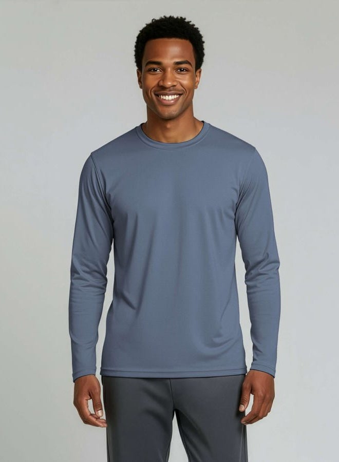 REALESSENTIALS 5 Pack: Mens Long Sleeve T-Shirt Mesh Workout Clothes Dry Fit Gym Crew Tee Casual Athletic Active Performance Casual Wicking Exercise Clothing Running Cool Sport Hiking Training Top UPF - Set 7, XL - Image 2