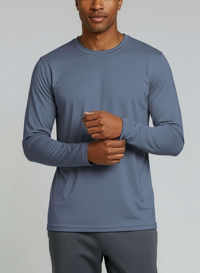 REALESSENTIALS 5 Pack: Mens Long Sleeve T-Shirt Mesh Workout Clothes Dry Fit Gym Crew Tee Casual Athletic Active Performance Casual Wicking Exercise Clothing Running Cool Sport Hiking Training Top UPF - Set 7, XL - Image 4