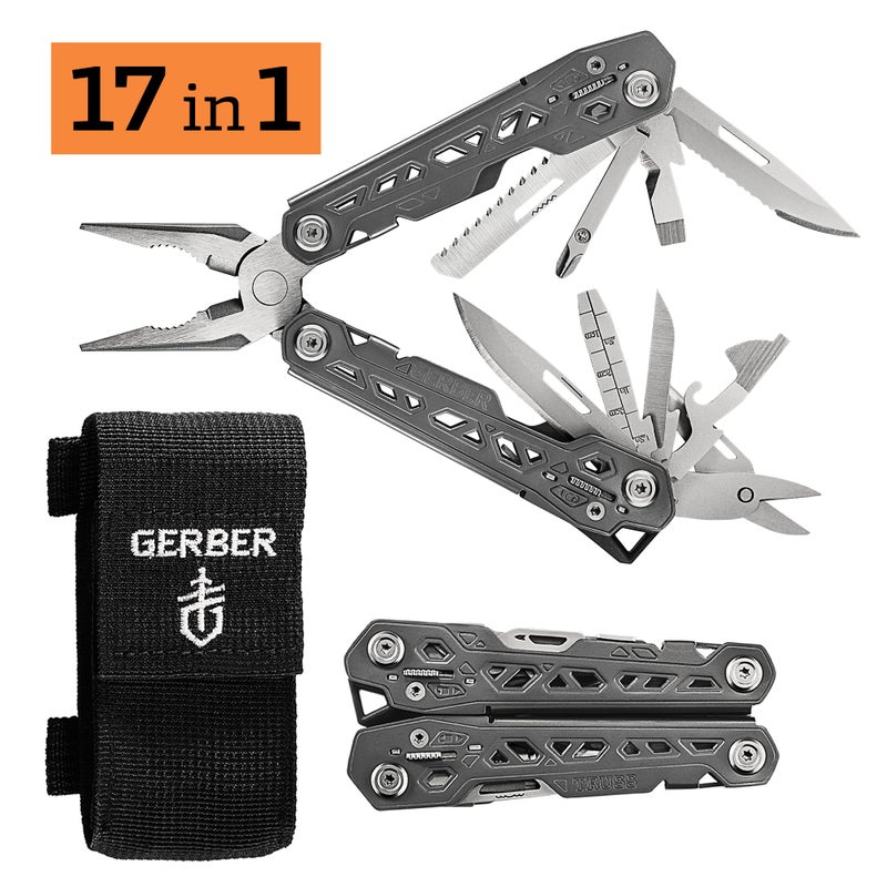 Gerber Gear Truss 17-in-1 EDC Needle Nose Pliers Multi tool - includes Pocket Knife, Screwdriver, and Bottle Opener Accessories - Gifts for Men, Fishing and Camping Gear - Gray with Standard Sheath - Image 2
