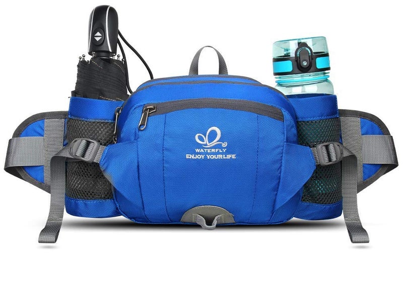 WATERFLY Fanny Pack Waist Bag: Fannie Pack 2 Water Bottle Holders Lumbar Belt Hiking Walking Running Jogging Camping Large Woman Man (Bottle Not Included) - Image 1