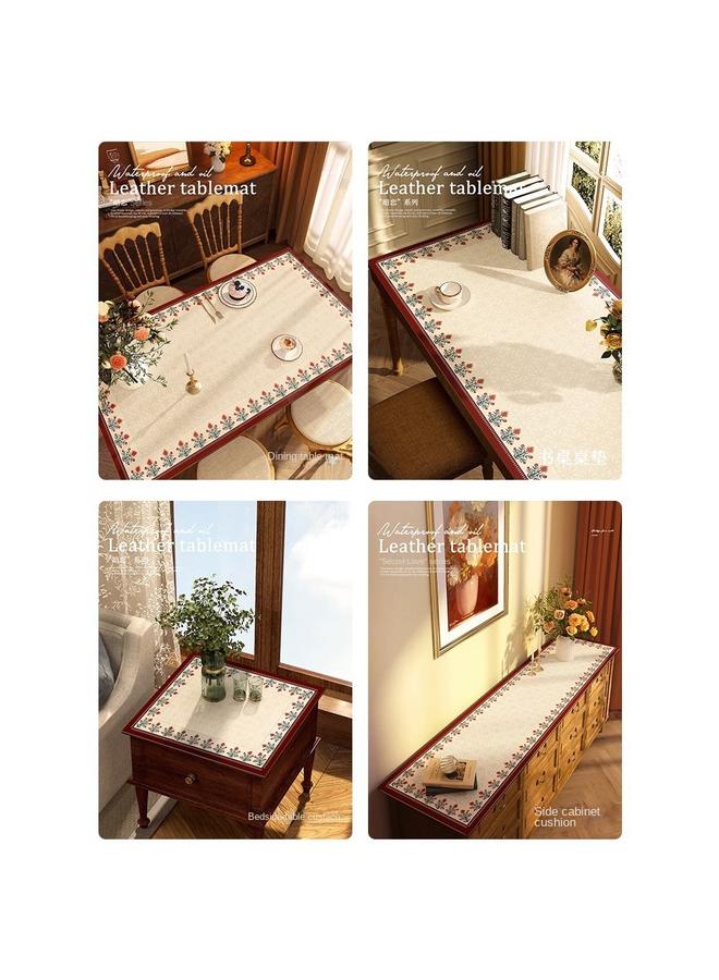 Bluejw American Retro Dining Table Mat Light Luxury High-end Wash-free Waterproof And Oil-proof Tablecloth Atmosphere Sense Leather Heat Insulation Coffee Table Mat - Image 3