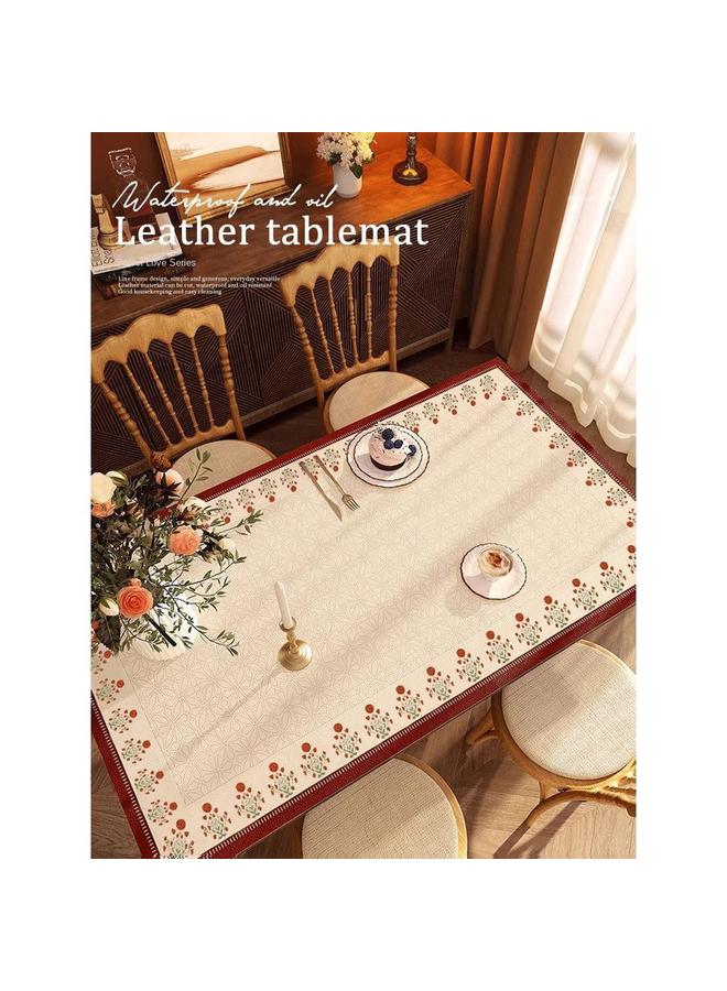 Bluejw American Retro Dining Table Mat Light Luxury High-end Wash-free Waterproof And Oil-proof Tablecloth Atmosphere Sense Leather Heat Insulation Coffee Table Mat - Image 2