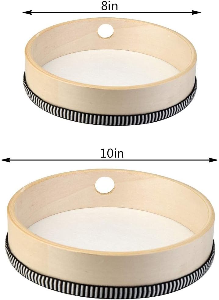 Nydotd 2-Piece Hand Drum Set - 10 Inch & 8 Inch Wooden Frame Drum Percussion Instruments with 2 Drum Beatters for Adult Leisure & Festive Musical Performances - Image 2
