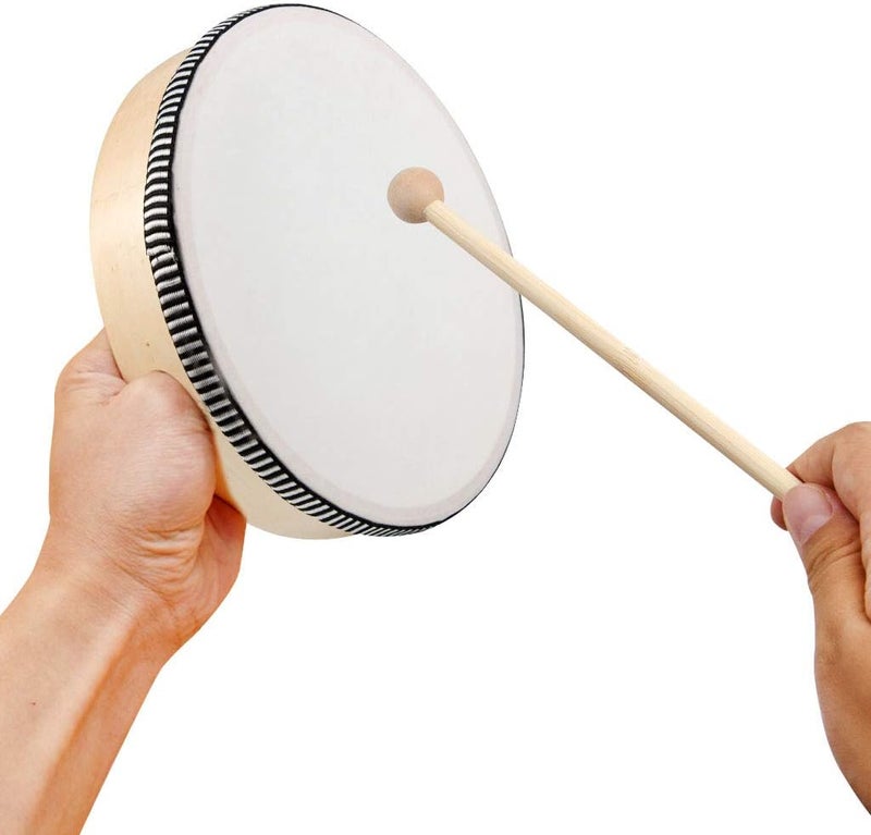Nydotd 2-Piece Hand Drum Set - 10 Inch & 8 Inch Wooden Frame Drum Percussion Instruments with 2 Drum Beatters for Adult Leisure & Festive Musical Performances - Image 5