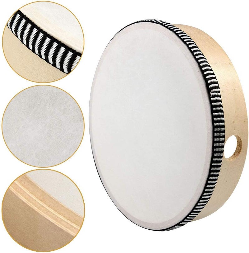 Nydotd 2-Piece Hand Drum Set - 10 Inch & 8 Inch Wooden Frame Drum Percussion Instruments with 2 Drum Beatters for Adult Leisure & Festive Musical Performances - Image 3