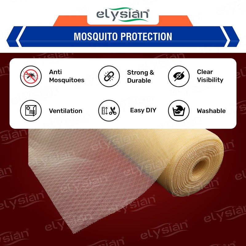Elysian شبكة نافذة بلاستيكية لمكافحة البعوض / شبكة نافذة غير مرئية لمكافحة الحشرات لحماية من الذباب والآفات (العرض - 3 أقدام) - 3 متر - Image 3